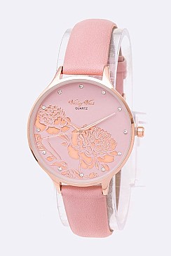 Stylish Crystal Dial Flower Stencil Iconic Watch LA-8710