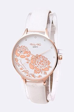 Stylish Crystal Dial Flower Stencil Iconic Watch LA-8710