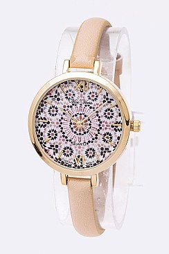 Chic Iconic Printed Dial Skinny Band Fashion Watch LA-1618