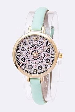 Chic Iconic Printed Dial Skinny Band Fashion Watch LA-1618