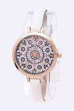 Chic Iconic Printed Dial Skinny Band Fashion Watch LA-1618