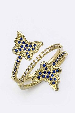 Cubic Zirconia Double Butterfly Ring