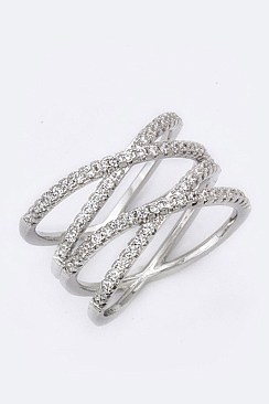 Double Crossed Cubic Zirconia Ring LACW1819