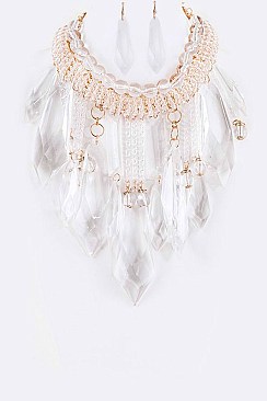 Luxurious Mix Jumbo Drop Lucite Iconic Necklace Set LA-CN1887