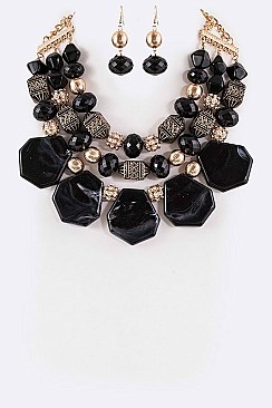 Ethnical Mix Beads Statement Necklace Set LACN1939