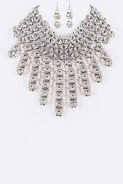 Luxurious Lucite & Pearls Statement Necklace Set LACN1269