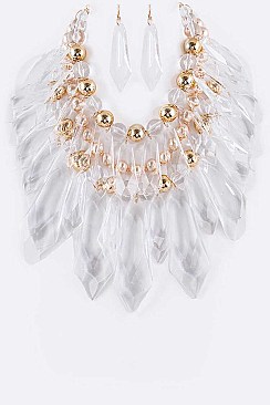 Lucite Drop Statement Necklace Set