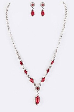 Chic Marquis Rhinestone Pendant Necklace Set LANR7220343