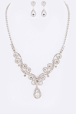 Posh Rhinestone Teardrop Necklace Set  LANR7220367