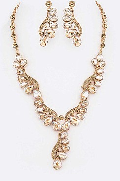 Crystal Teardrop Statement Necklace Set