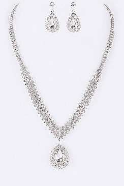 Fab Rhinestone Pendant Evening Necklace Set LANR2020421