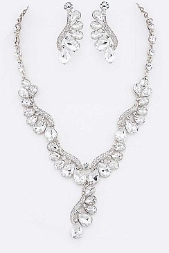 Crystal Teardrop Statement Necklace Set