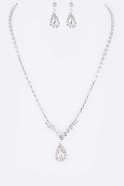Pristine Teardrop Pendant Rhinestone Necklace Set LANR2020218