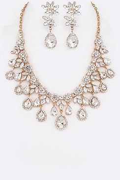 Posh Crystal Statement Evening Necklace Set
