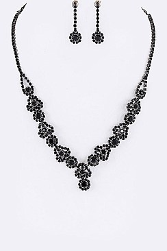 Posh Rhinestone Flower Evening Necklace Set LANR7220338