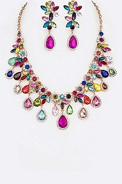 Posh Crystal Statement Evening Necklace Set