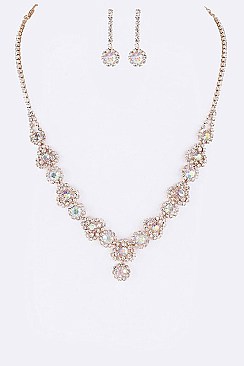 Posh Rhinestone Flower Evening Necklace Set LANR7220338