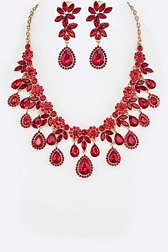 Posh Crystal Statement Evening Necklace Set