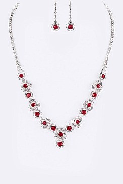 Posh Rhinestone Flower Evening Necklace Set LANR7220338