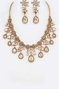 Posh Crystal Statement Evening Necklace Set