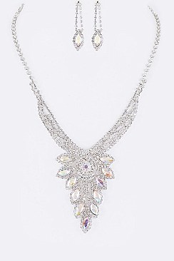 Posh Rhinestone Statement Bridal Necklace Set LANR7220348