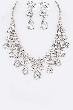 Posh Crystal Statement Evening Necklace Set