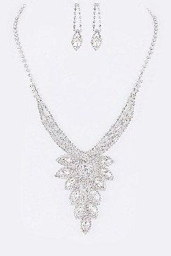 Posh Rhinestone Statement Bridal Necklace Set LANR7220348