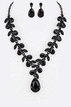 Vines Crystal Teardrop Statement Necklace Set