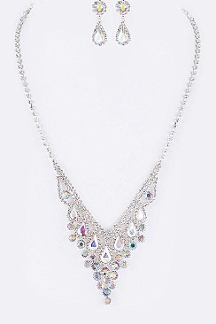 Chic Rhinestone Bib Evening Necklace Set LANR7220319