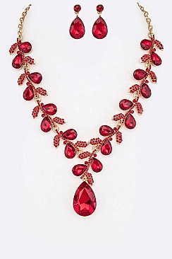 Vines Crystal Teardrop Statement Necklace Set