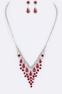 Chic Rhinestone Bib Evening Necklace Set LANR7220319