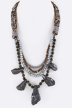 STONES & BEADS STATEMENT NECKLACE SET