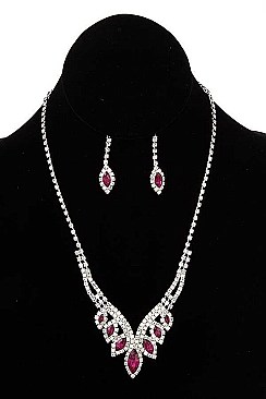 GLAM MARQUISE CUT GEM NECKLACE SET
