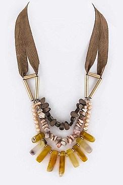 ASSORTED STONES STATEMENT NECKLACE SET