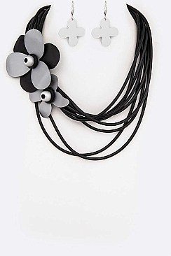 Attractive Aluminum Flowers Silicon Statement Necklace Set