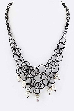 Mix Hoops Pearl Drop Iconic Necklace LAPJN0009
