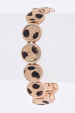 Chic Calf Leather Animal Print Stretch Bracelet LAKB0504