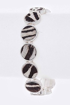 Chic Calf Leather Animal Print Stretch Bracelet LAKB0504