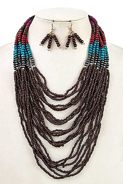 MULTI TIERED BEAD NECKLACE SET