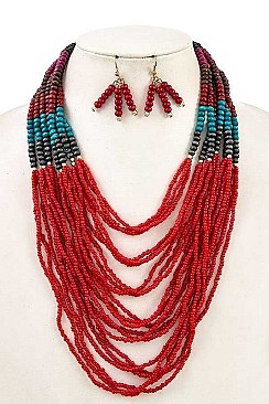 MULTI TIERED BEAD NECKLACE SET