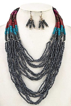 MULTI TIERED BEAD NECKLACE SET