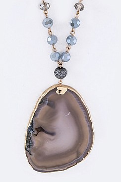 Exotic Gold Dipped Agate & Mix Beads Necklace LAON5148