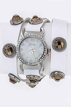Fashionable Crystal Studs Wrap Around Fashion Watch LA-1430B