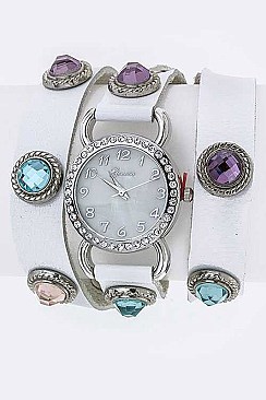 Fashionable Crystal Studs Wrap Around Fashion Watch LA-1430B