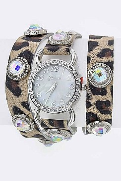 Fashionable Crystal Studs Wrap Around Fashion Watch LA-1430B
