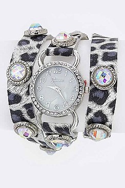 Fashionable Crystal Studs Wrap Around Fashion Watch LA-1430B