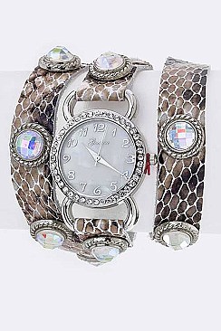 Fashionable Crystal Studs Wrap Around Fashion Watch LA-1430B