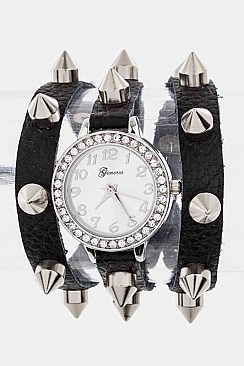Fashionable Studded Wrap Watch LA-1923RG