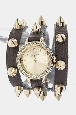 Fashionable Studded Wrap Watch LA-1923RG