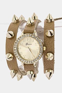 Fashionable Studded Wrap Watch LA-1923RG